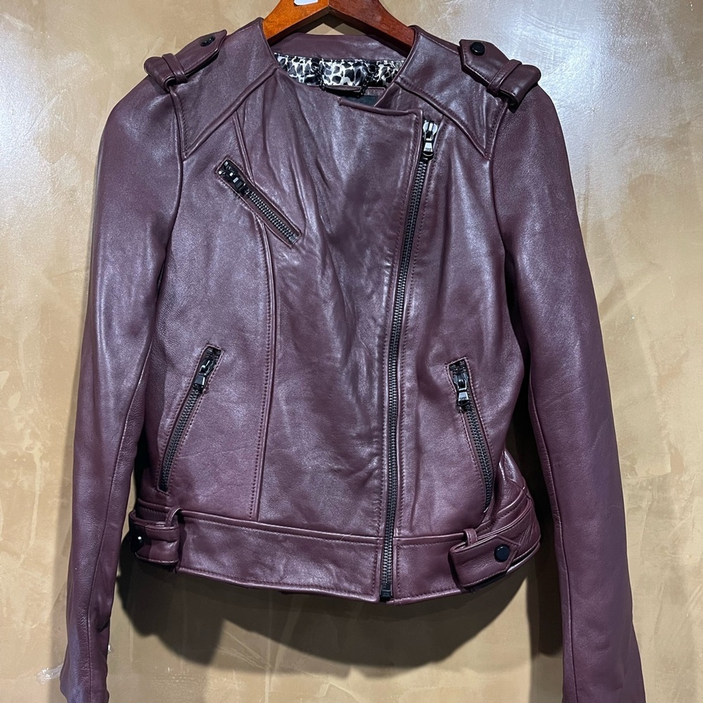 Wilson Leather Jacket (real leather, lined) maroon color S, blk hardware